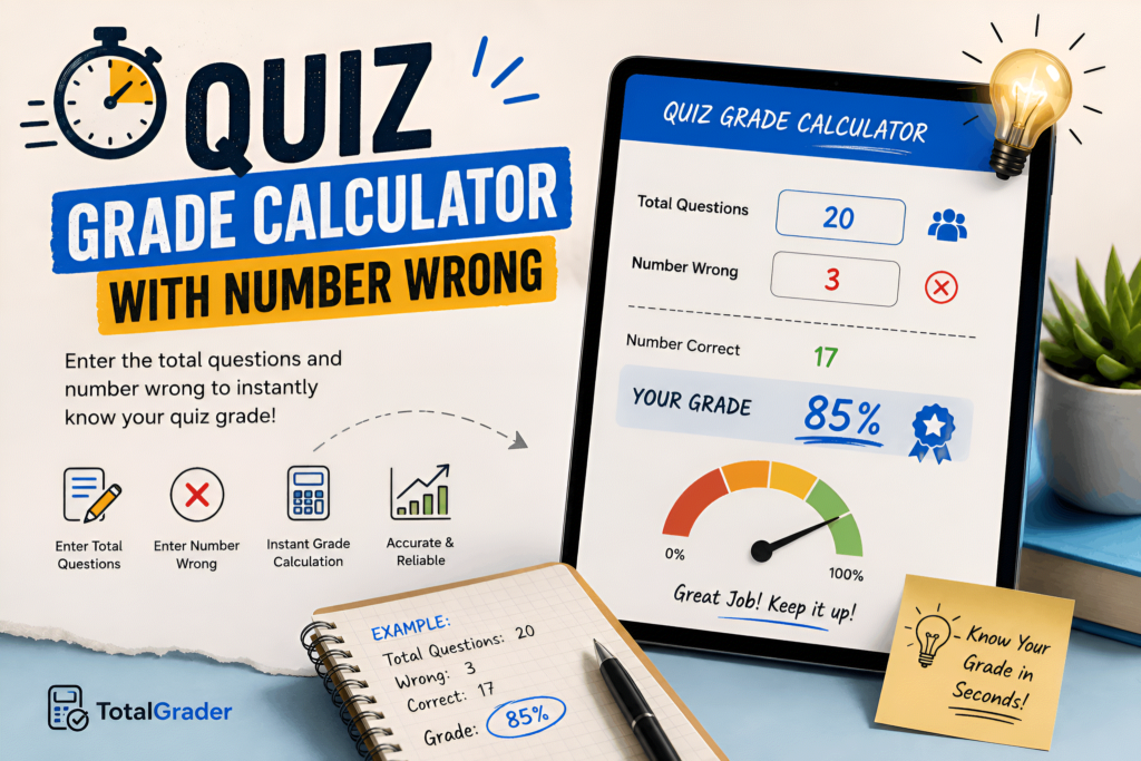 Quiz Grade Calculator With Number Wrong