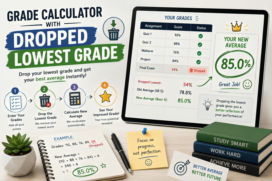 Grade Calculator With Dropped Lowest Grade