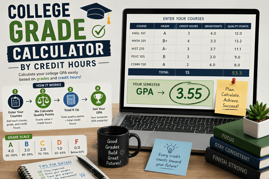 College Grade Calculator by Credit Hours